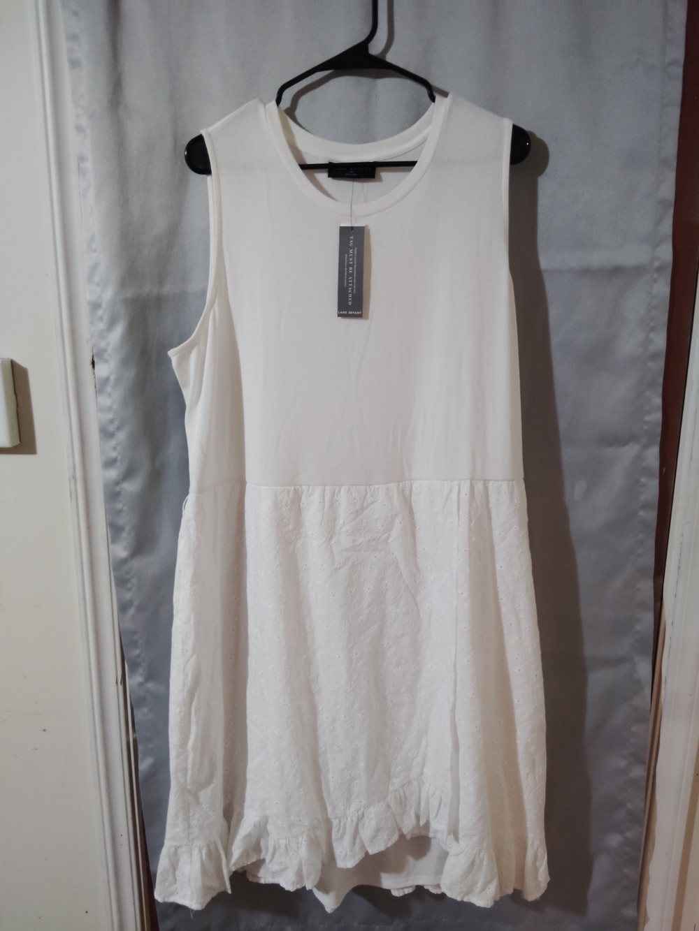 Lane Bryant White Sleeveless Ruffle-Hem Dress